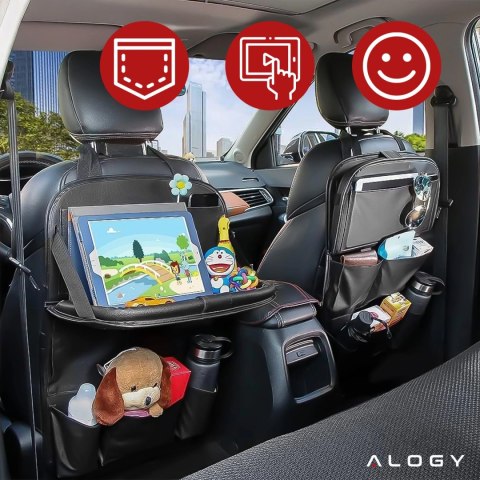Organizer do samochodu auta podróżny stolik ochraniacz na fotel samochodowy tył oparcie siedzenie Alogy Czarny