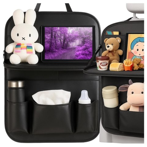 Organizer do samochodu auta podróżny stolik ochraniacz na fotel samochodowy tył oparcie siedzenie Alogy Czarny