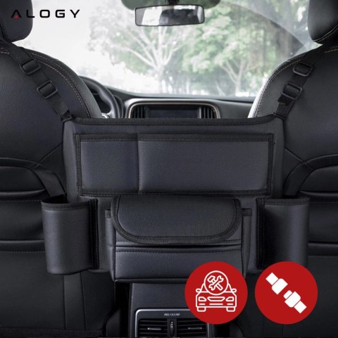 Organizer samochodowy do auta między fotel siedzenie samochodowe Alogy Car uchwyt na napoje chusteczki Czarny