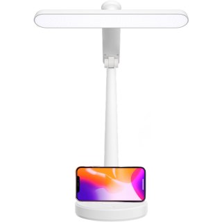 Lampka biurkowa LED nocna lampa USB na biurko dotykowa regulowana organizer i stojaki na telefon biała