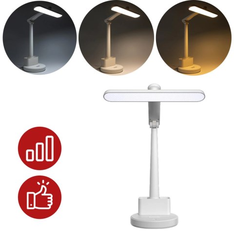 Lampka biurkowa LED nocna lampa USB na biurko dotykowa regulowana organizer i stojaki na telefon biała