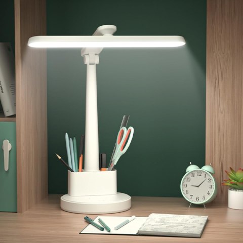 Lampka biurkowa LED nocna lampa USB na biurko dotykowa regulowana organizer i stojaki na telefon biała