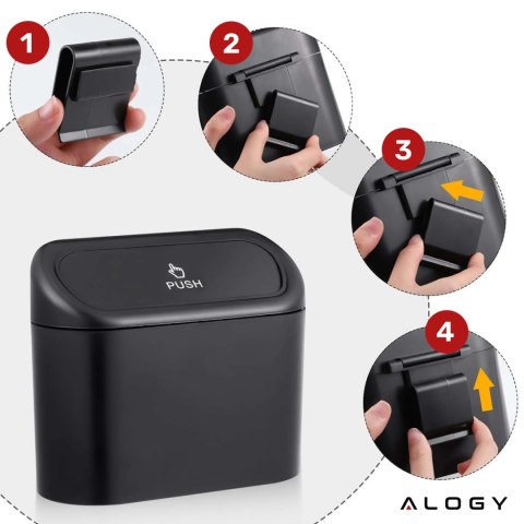 Samochodowy kosz na śmieci organizer mini mały przenośny śmietnik do samochodu auta domu Alogy czarny