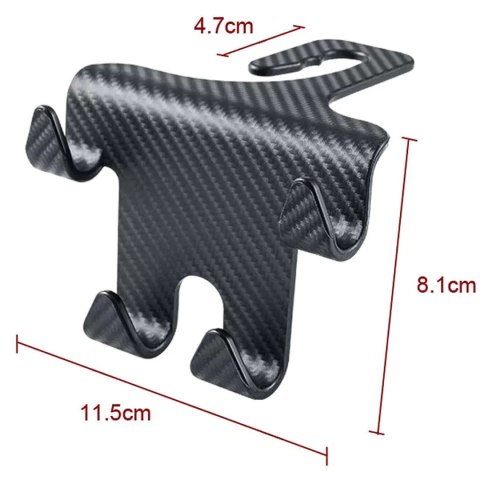 Wieszak uchwyt haczyk samochodowy podwójny 4w1 na fotel zagłówek organizer do samochodu Alogy Car 1szt Czarny