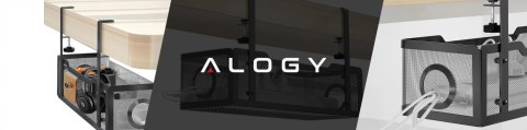 Organizer kabli pod blat półka na kable listwe przewody blat biurko biurkowy metalowy Alogy 34cm Czarny + 4 uchwyty na kable