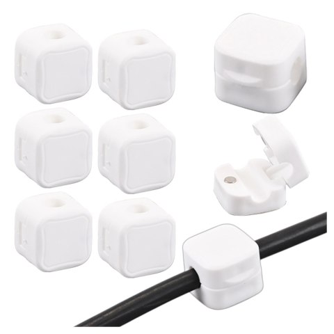 6x Uchwyt magnetyczny na kable Alogy Magnetic Cable Holder 6-pack organizacja kabli do biurka szafki ściany Białe