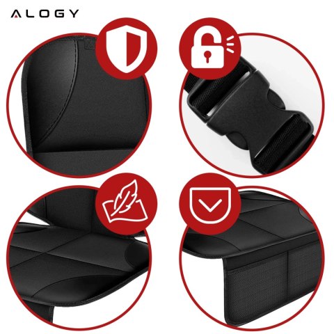 Mata ochronna na pojedynczy fotel Alogy SeatShield™ Podkładka pod fotelik Samochodowy dla dziecka Ochraniacz do Auta Czarna