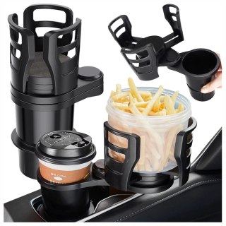 Uchwyt Samochodowy na Kubek i Butelkę, z Miejscem na Telefon Tablet, Regulowany 360° i Stabilny, montaż w miejsce na kubek w auc