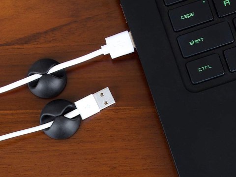 Organizer do kabli Alogy uchwyt zaczep klips Czarny